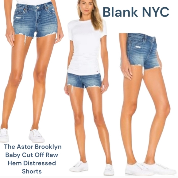 Blank NYC Pants - Blank NYC The Astor Brooklyn Baby Cut Off jean Shorts distressed denim women's